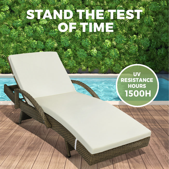 2 Sun Lounge Outdoor Wicker Lounger Patio Furniture Rattan Garden Recliners