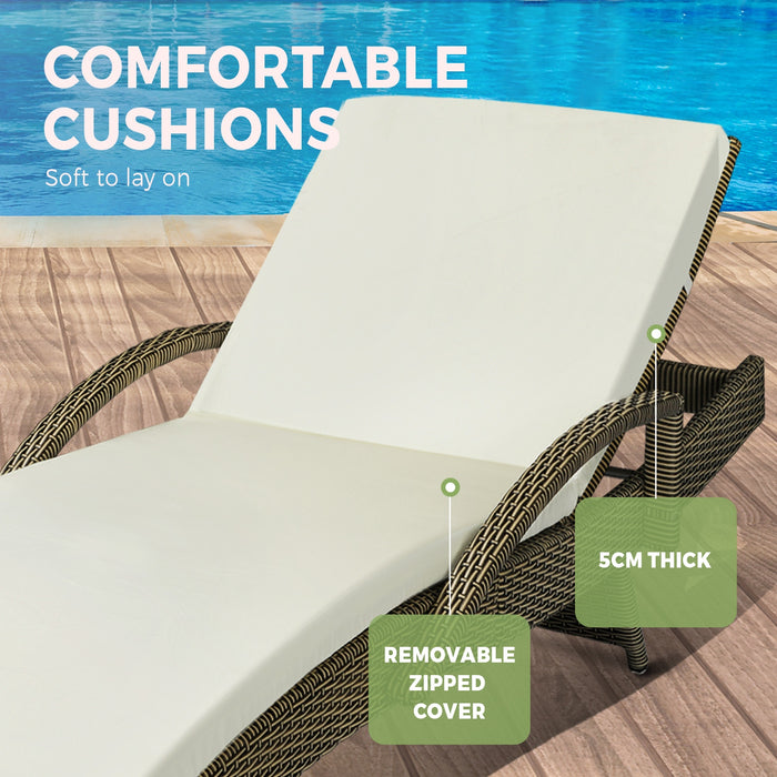 2 Sun Lounge Outdoor Wicker Lounger Patio Furniture Rattan Garden Recliners