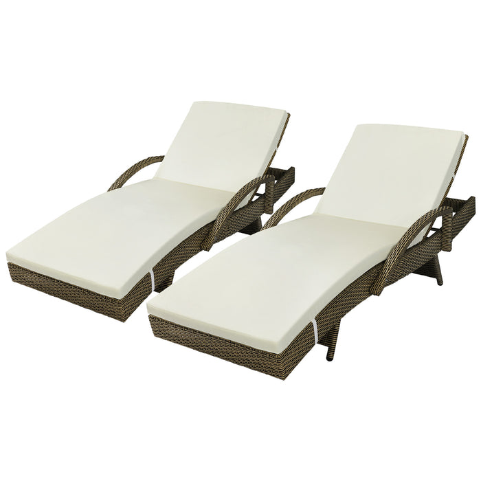 2 Sun Lounge Outdoor Wicker Lounger Patio Furniture Rattan Garden Recliners