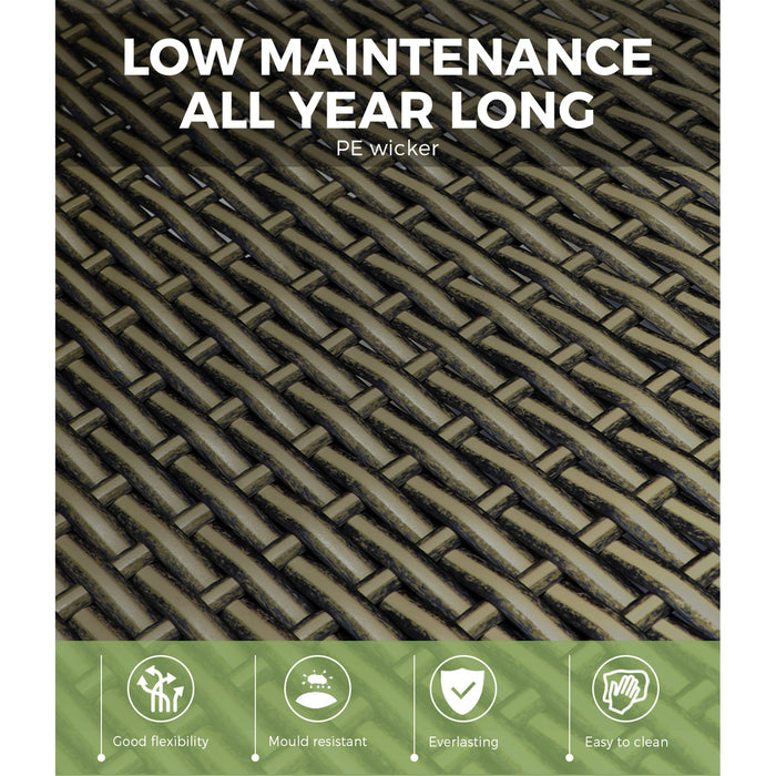 2X Sun Lounger Wicker Lounge Day Bed Patio Sofa Cushion Outdoor Furniture