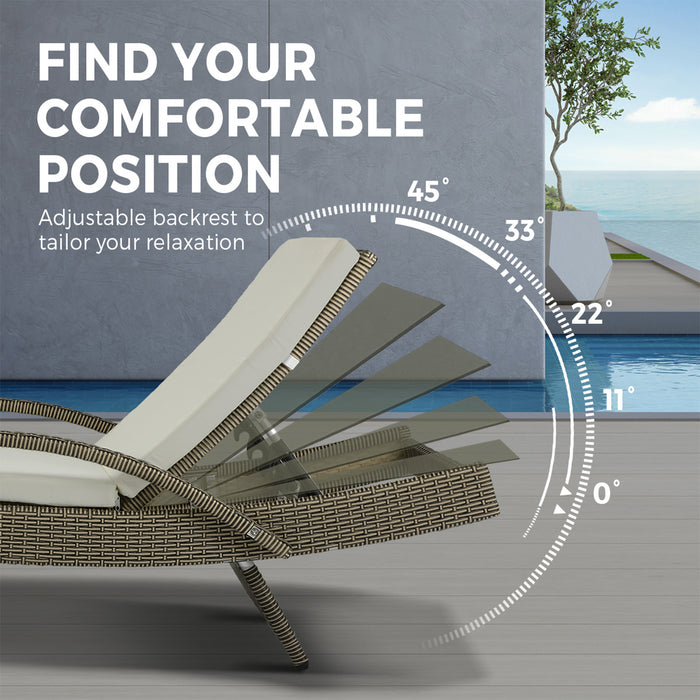 2X Sun Lounger Wicker Lounge Day Bed Patio Sofa Cushion Outdoor Furniture