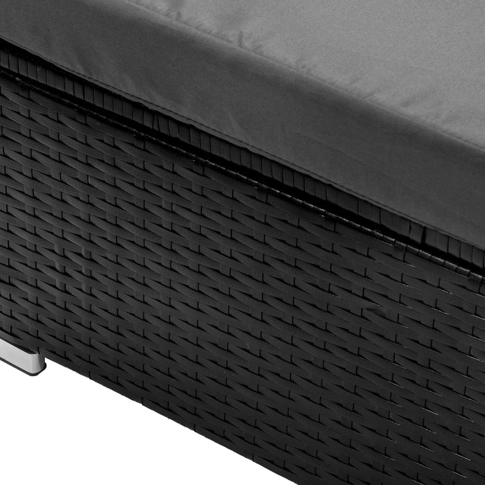 2X Sun Lounge Wicker Lounger Table Setting Outdoor Furniture Day Bed