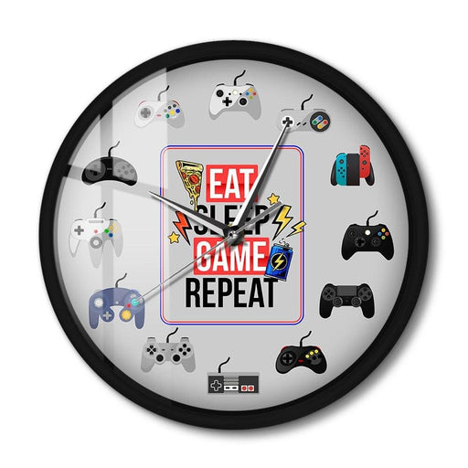 Eat Sleep Game Repeat Gamepad Controllers Metal Frame Wall
