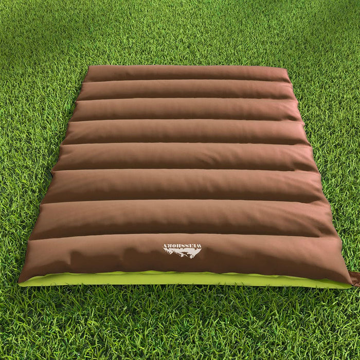 Sleeping Bag Double Bags Thermal Camping Hiking Tent Brown