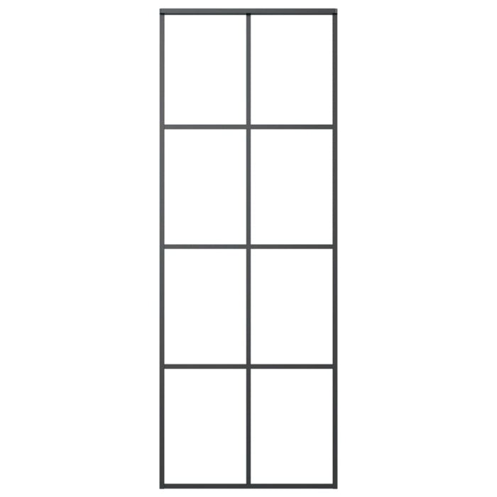 Sliding Door Black 76x205 Cm Esg Glass and Aluminium Opolll