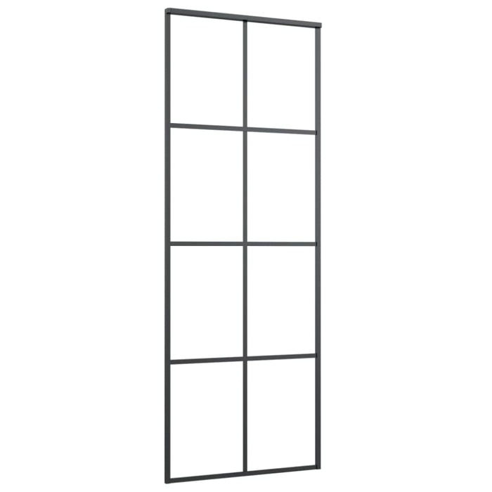 Sliding Door Black 76x205 Cm Esg Glass and Aluminium Opolll