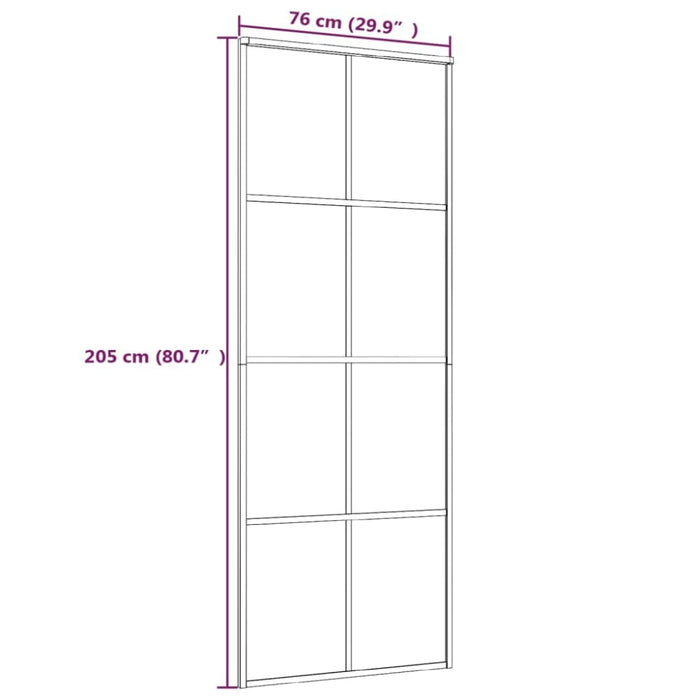 Sliding Door Black 76x205 Cm Esg Glass and Aluminium Opolll
