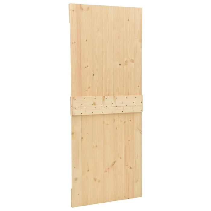 Sliding Door With Hardware Set 100x210 Cm Solid Pine Wood
