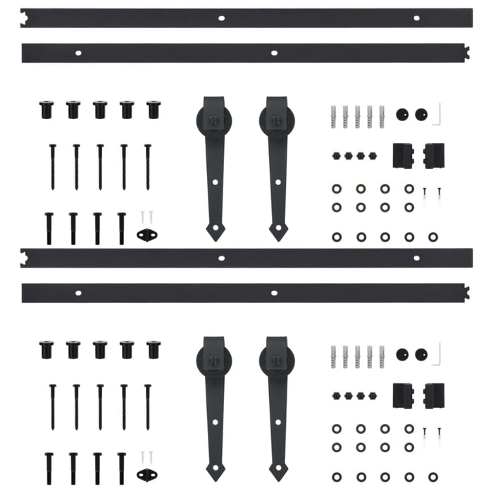 Sliding Door Hardware Kits 2 Pcs 200 Cm Steel Black Tbpkntk