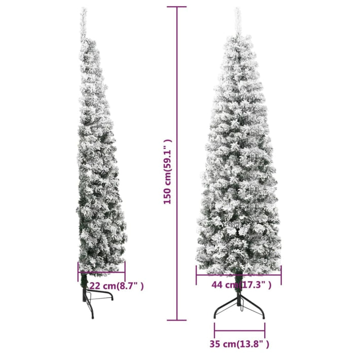 Slim Artificial Half Christmas Tree with Flocked Snow 150