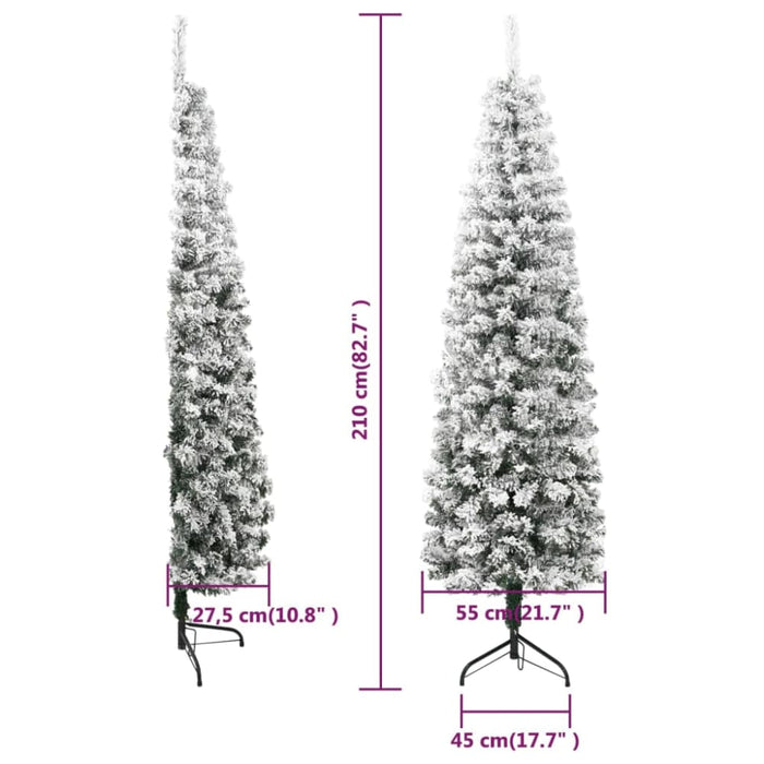 Slim Artificial Half Christmas Tree with Flocked Snow 210