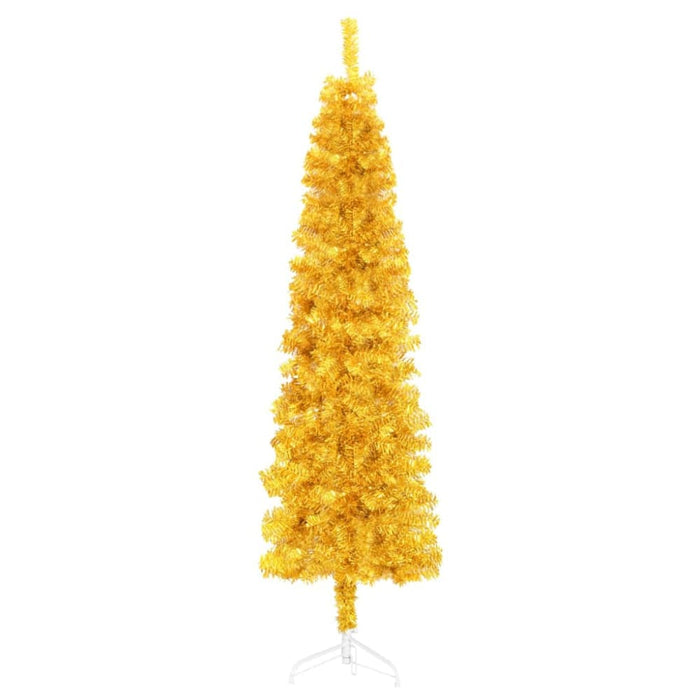 Slim Artificial Half Christmas Tree with Stand Gold 120 Cm