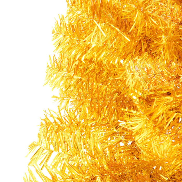 Slim Artificial Half Christmas Tree with Stand Gold 150 Cm