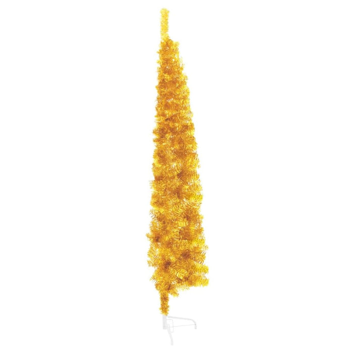 Slim Artificial Half Christmas Tree with Stand Gold 180 Cm