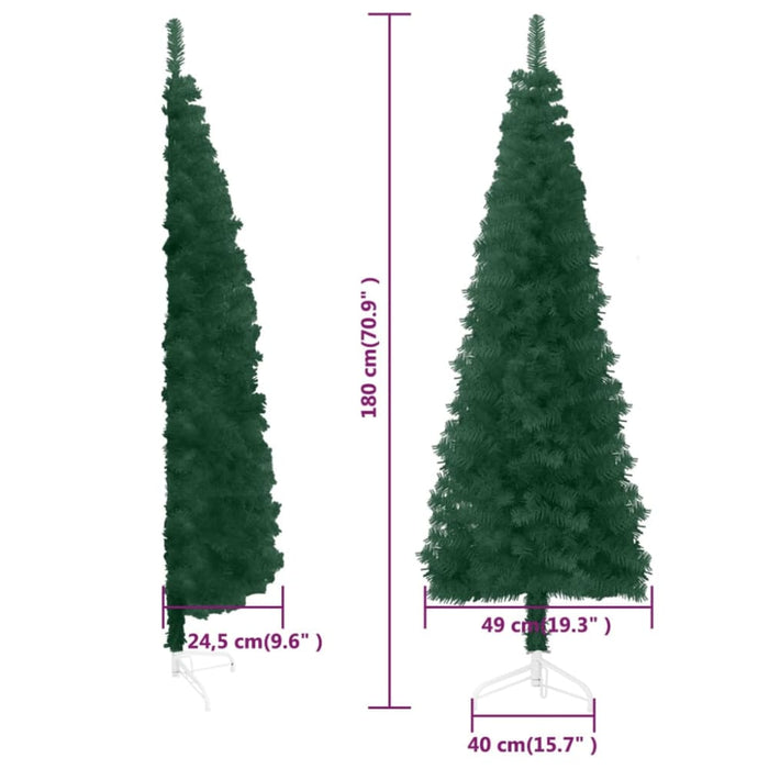 Slim Artificial Half Christmas Tree with Stand Green 180 Cm