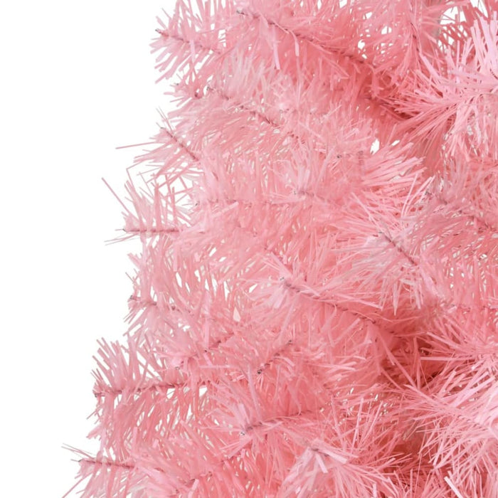 Slim Artificial Half Christmas Tree with Stand Pink 240 Cm