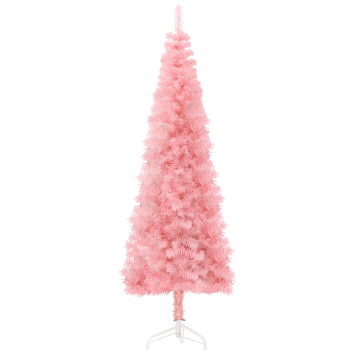 Slim Artificial Half Christmas Tree with Stand Pink 240 Cm