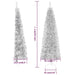 Slim Artificial Half Christmas Tree with Stand Silver 150