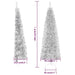 Slim Artificial Half Christmas Tree with Stand Silver 180