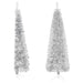 Slim Artificial Half Christmas Tree with Stand Silver 180