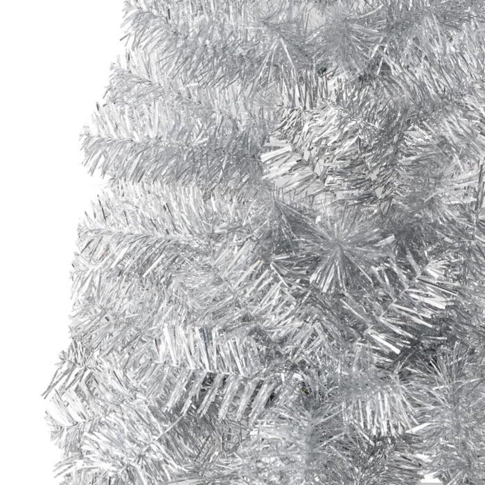 Slim Artificial Half Christmas Tree with Stand Silver 180
