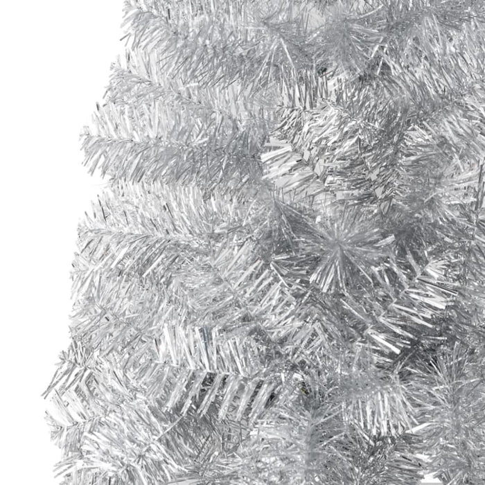Slim Artificial Half Christmas Tree With Stand Silver 180