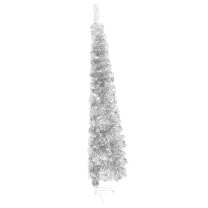 Slim Artificial Half Christmas Tree with Stand Silver 180
