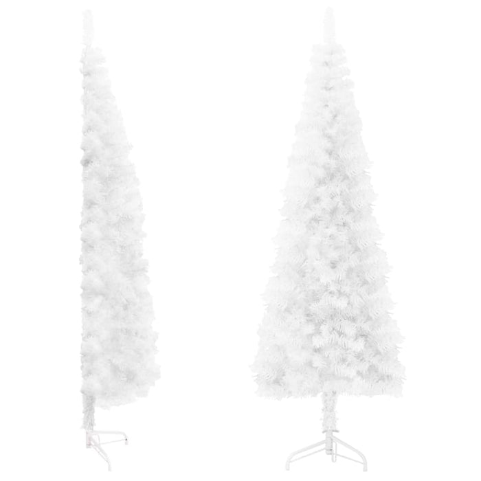 Slim Artificial Half Christmas Tree with Stand White 120 Cm