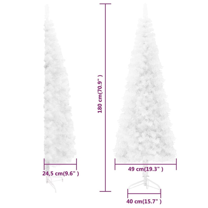 Slim Artificial Half Christmas Tree with Stand White 180 Cm