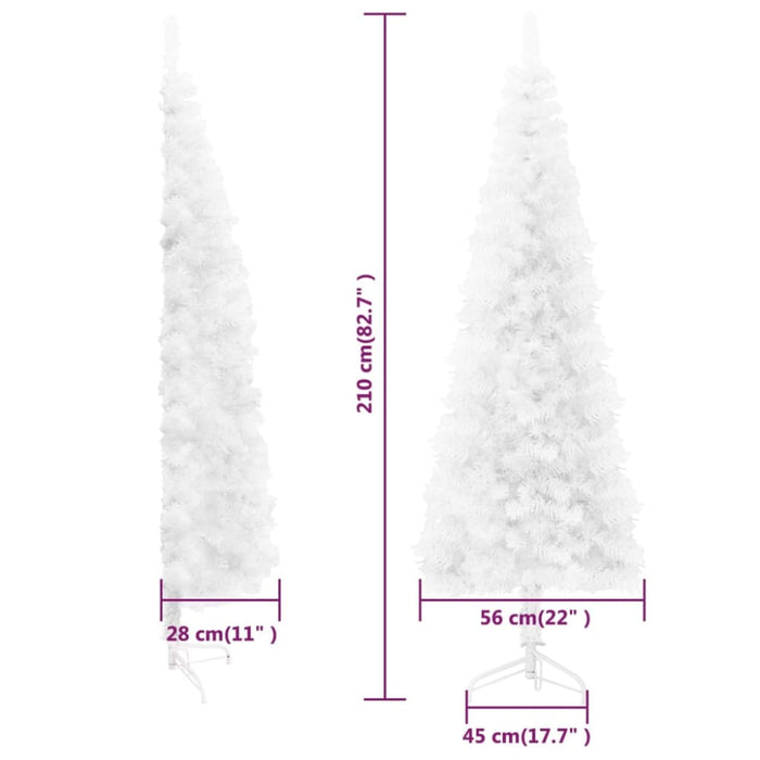 Slim Artificial Half Christmas Tree with Stand White 210 Cm