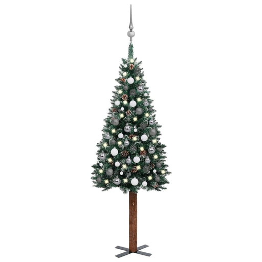 Slim Christmas Tree With Leds&ball Set Green 150 Cm Tbiikoo