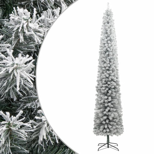 Slim Christmas Tree With Stand And Flocked Snow 270 Cm Pvc