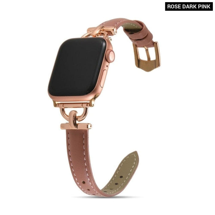 Slim Thin Correa Leather Watchband for Apple Watch