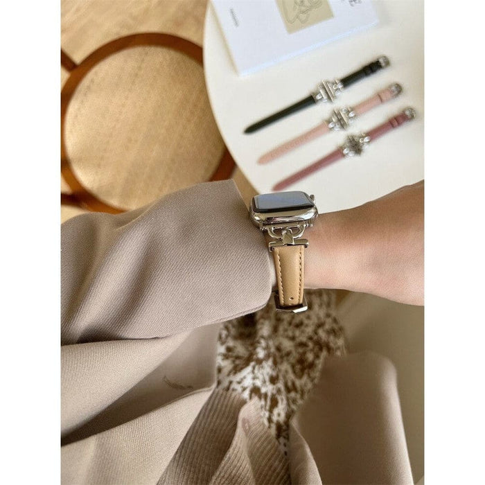 Slim Thin Correa Leather Watchband for Apple Watch