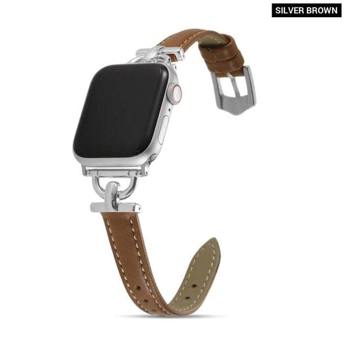 Slim Thin Correa Leather Watchband For Apple Watch