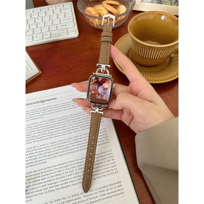 Slim Thin Correa Leather Watchband for Apple Watch