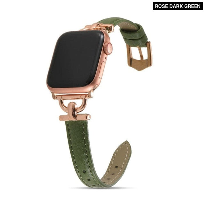 Slim Thin Correa Leather Watchband for Apple Watch