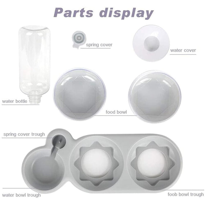 Non-slip 15°tilt 360° Rotatable Automatic Double Food Bowl