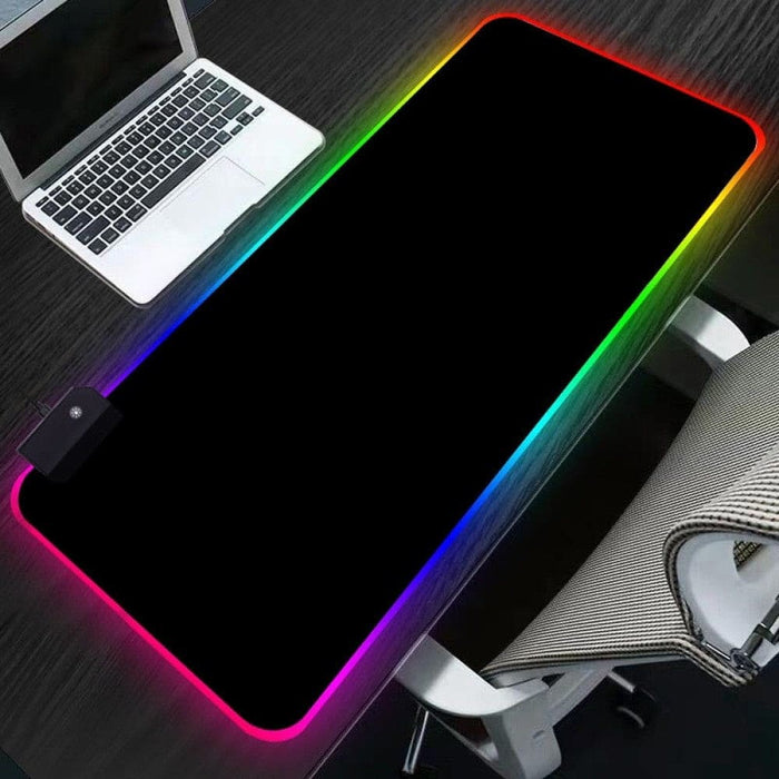 Non - slip All Black Rgb Gaming Mouse Pad For Pc Keyboard