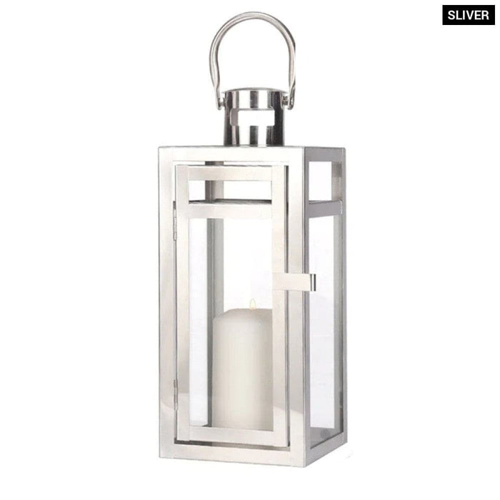 Sliver Stainless Steel Candle Holder Hanging Lantern