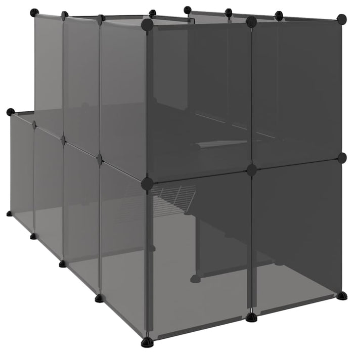 Small Animal Cage Black 142x74x93 Cm Pp and Steel Tabpit