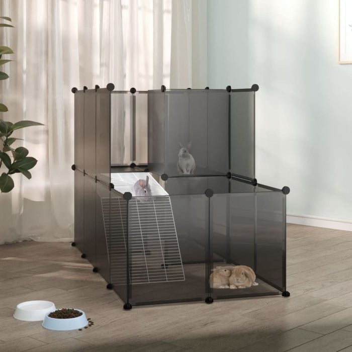 Small Animal Cage Black 142x74x93 Cm Pp and Steel Tabpit