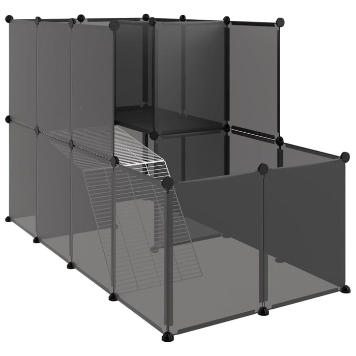 Small Animal Cage Black 142x74x93 Cm Pp and Steel Tabpit
