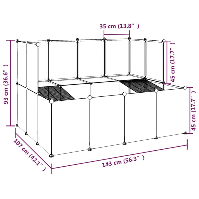 Small Animal Cage Black 143x107x93 Cm Pp and Steel Tabplk
