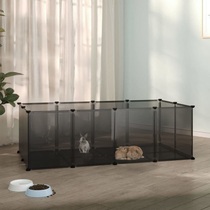 Small Animal Cage Black 144x74x46.5 Cm Pp and Steel Tabpio