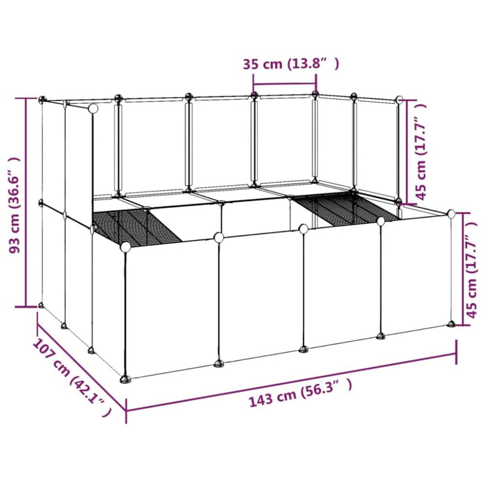 Small Animal Cage Transparent 143x107x93 Cm Pp and Steel