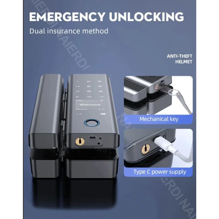 Smart Fingerprint Glass Door Lock With Handle