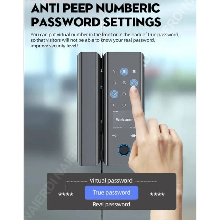 Smart Fingerprint Glass Door Lock With Handle