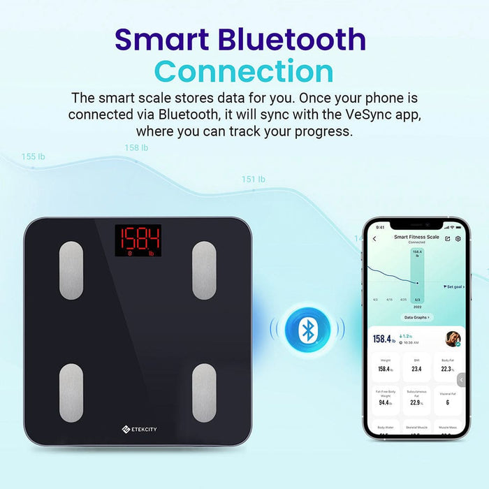 Smart Wifi Scale For Body Weight Black