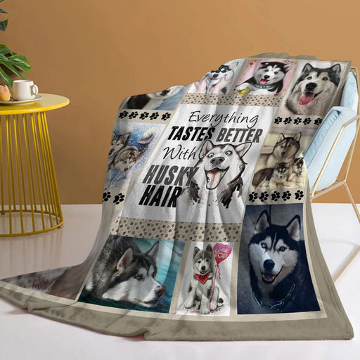 Smiling Husky Throw Blanket For Kids And Adults Living Room